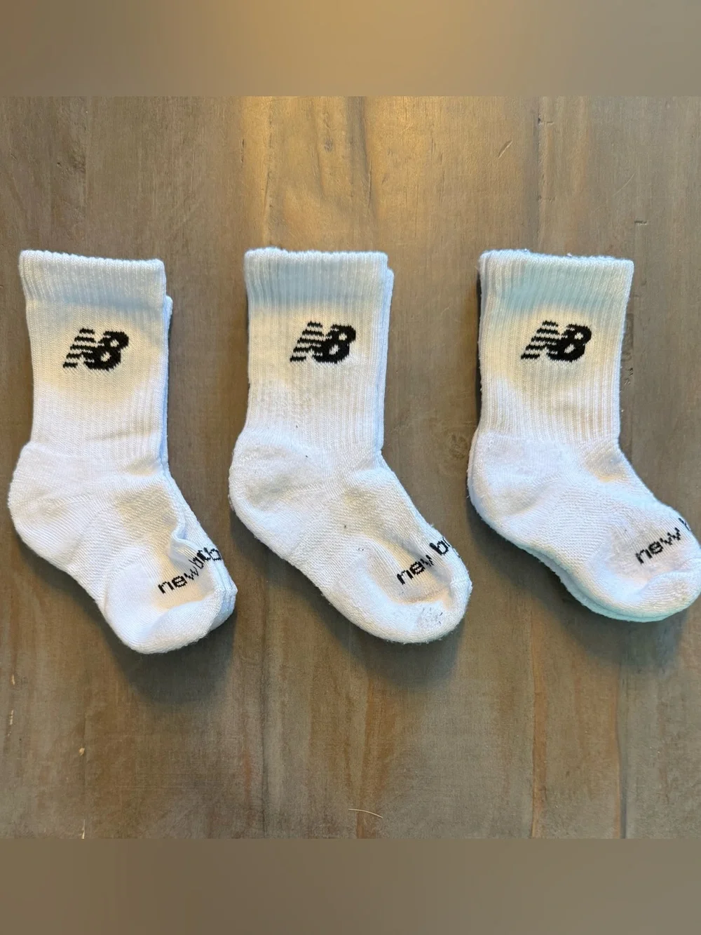 New Balance White Crew Athletic Socks with Black Logos - Kids